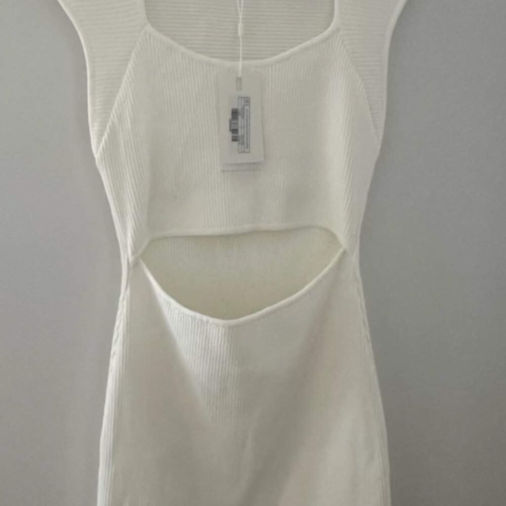 "Chic Summer Vibes: Endless Rose Ribbed Cutout Mini Dress with Corset Detail"